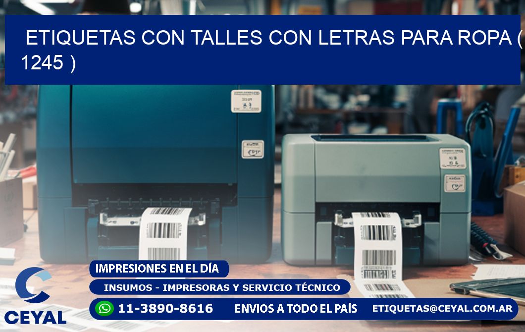ETIQUETAS CON TALLES CON LETRAS PARA ROPA ( 1245 )