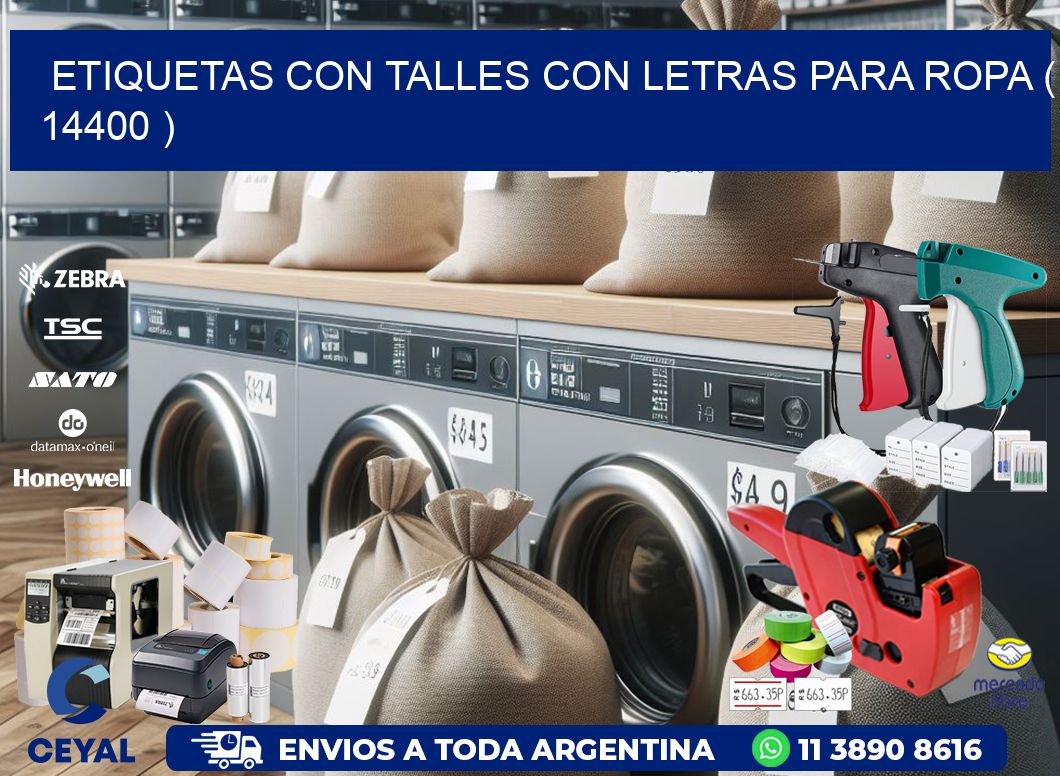 ETIQUETAS CON TALLES CON LETRAS PARA ROPA ( 14400 )