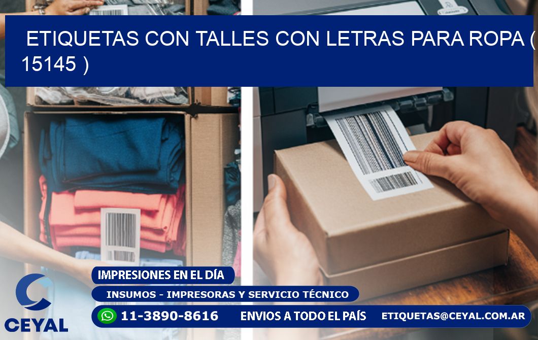 ETIQUETAS CON TALLES CON LETRAS PARA ROPA ( 15145 )