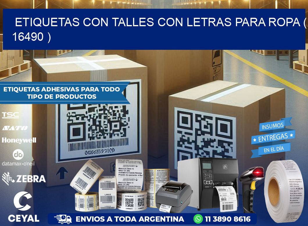 ETIQUETAS CON TALLES CON LETRAS PARA ROPA ( 16490 )