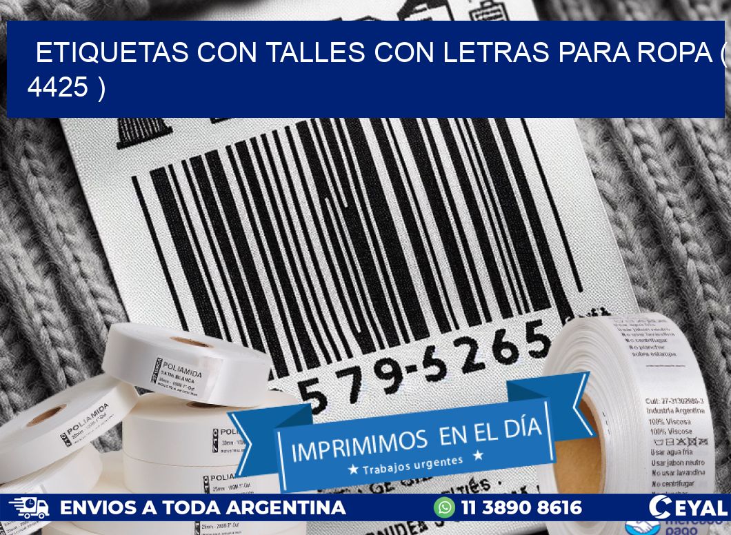 ETIQUETAS CON TALLES CON LETRAS PARA ROPA ( 4425 )