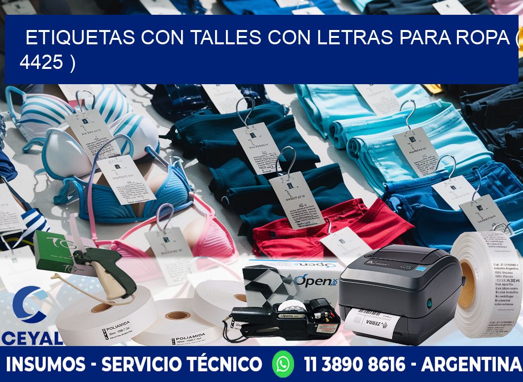 ETIQUETAS CON TALLES CON LETRAS PARA ROPA ( 4425 )
