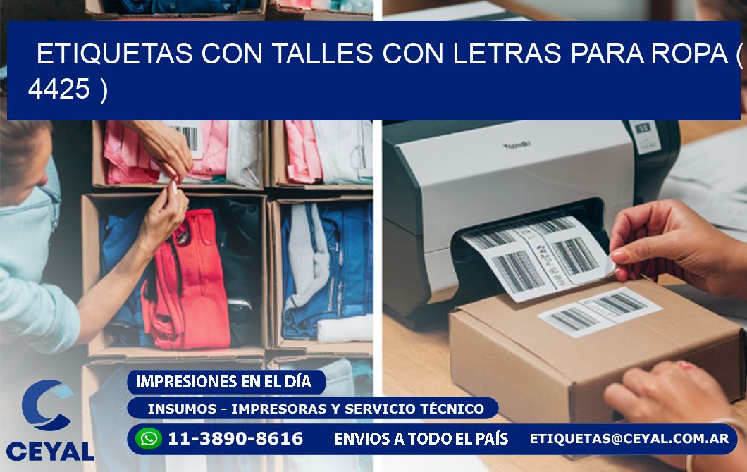 ETIQUETAS CON TALLES CON LETRAS PARA ROPA ( 4425 )