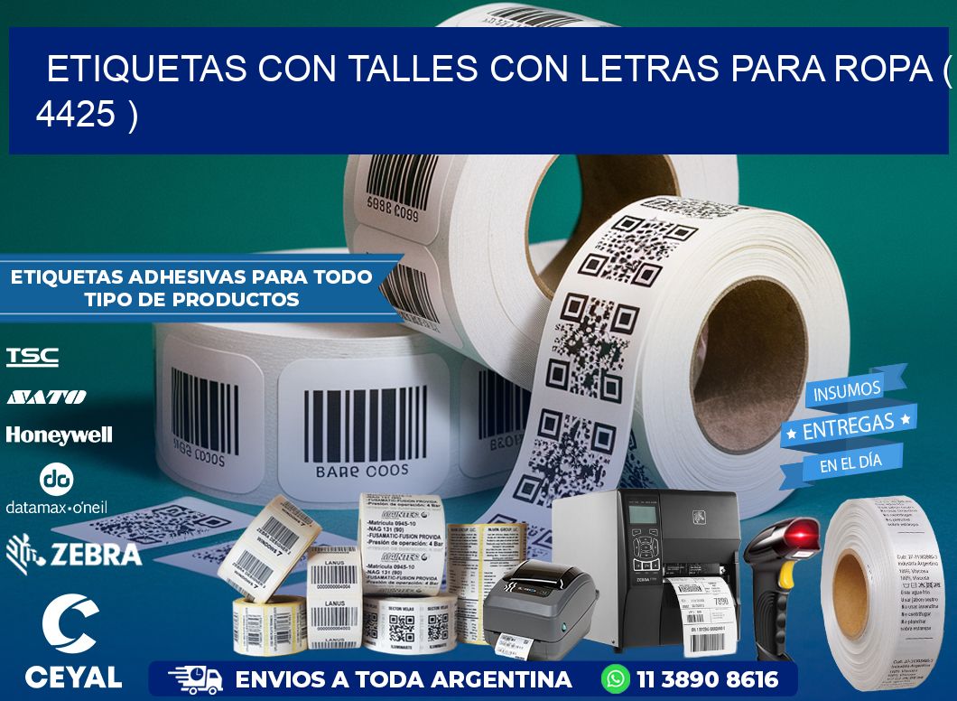 ETIQUETAS CON TALLES CON LETRAS PARA ROPA ( 4425 )