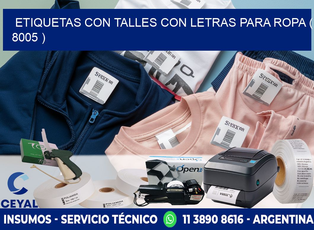 ETIQUETAS CON TALLES CON LETRAS PARA ROPA ( 8005 )