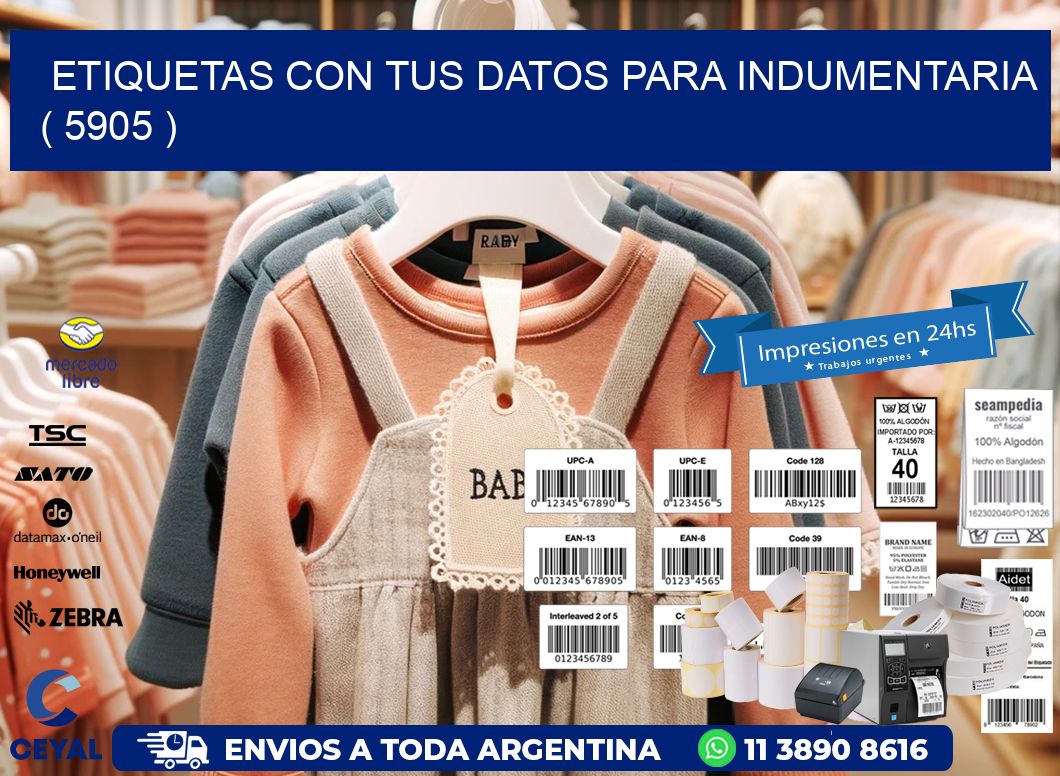 ETIQUETAS CON TUS DATOS PARA INDUMENTARIA   ( 5905 )