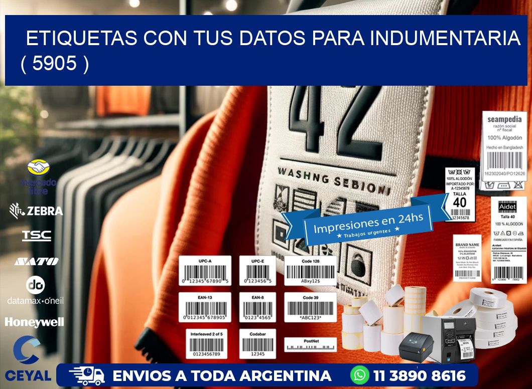 ETIQUETAS CON TUS DATOS PARA INDUMENTARIA   ( 5905 )