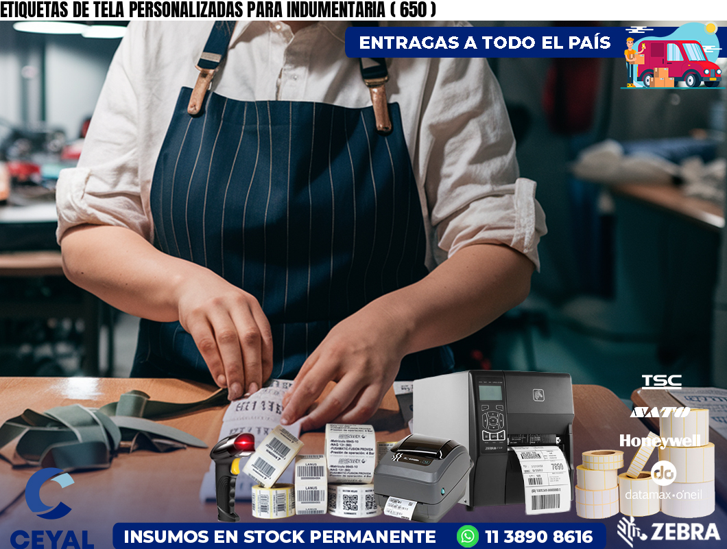 ETIQUETAS DE TELA PERSONALIZADAS PARA INDUMENTARIA ( 650 )