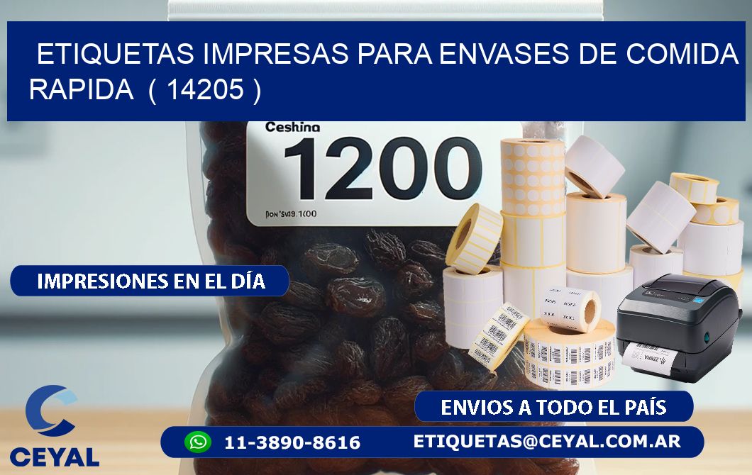ETIQUETAS IMPRESAS PARA ENVASES DE COMIDA RAPIDA  ( 14205 )