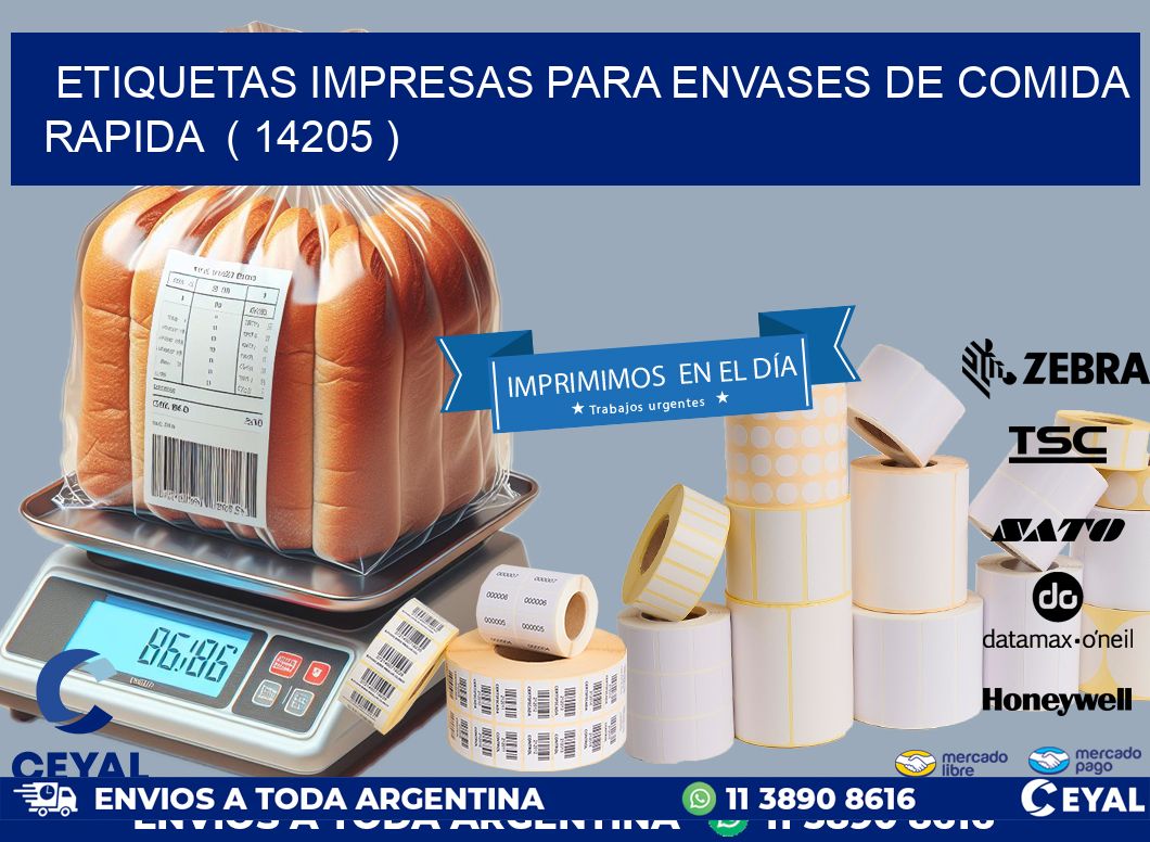 ETIQUETAS IMPRESAS PARA ENVASES DE COMIDA RAPIDA  ( 14205 )
