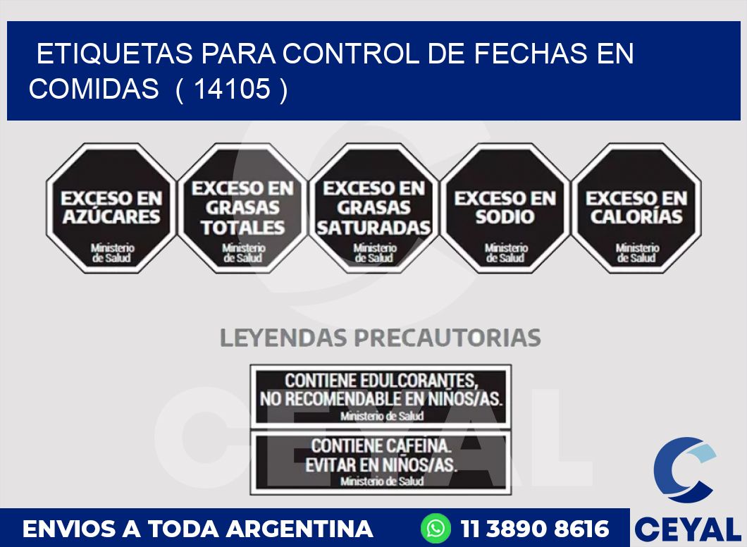 ETIQUETAS PARA CONTROL DE FECHAS EN COMIDAS  ( 14105 )