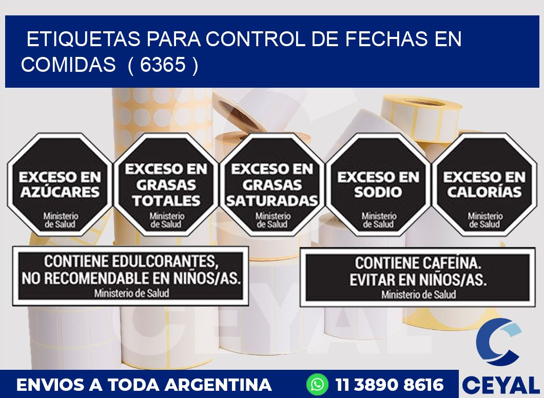ETIQUETAS PARA CONTROL DE FECHAS EN COMIDAS  ( 6365 )