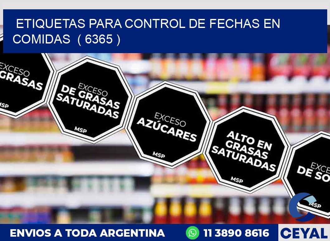 ETIQUETAS PARA CONTROL DE FECHAS EN COMIDAS  ( 6365 )
