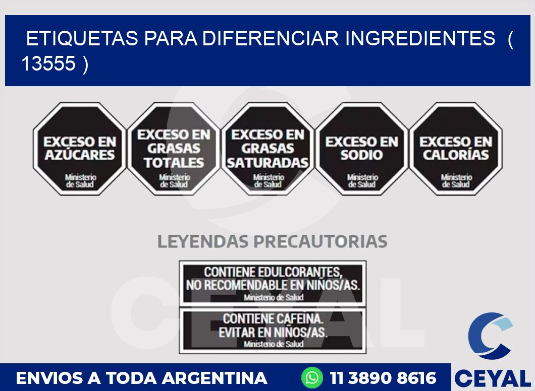 ETIQUETAS PARA DIFERENCIAR INGREDIENTES  ( 13555 )