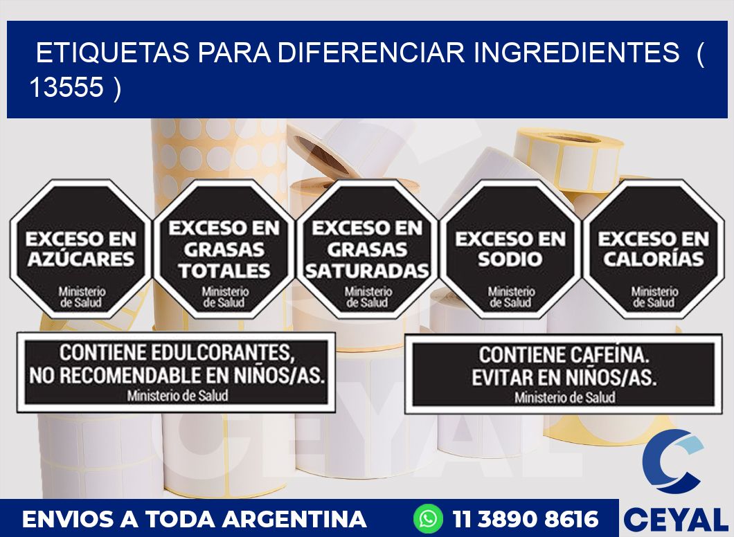 ETIQUETAS PARA DIFERENCIAR INGREDIENTES  ( 13555 )