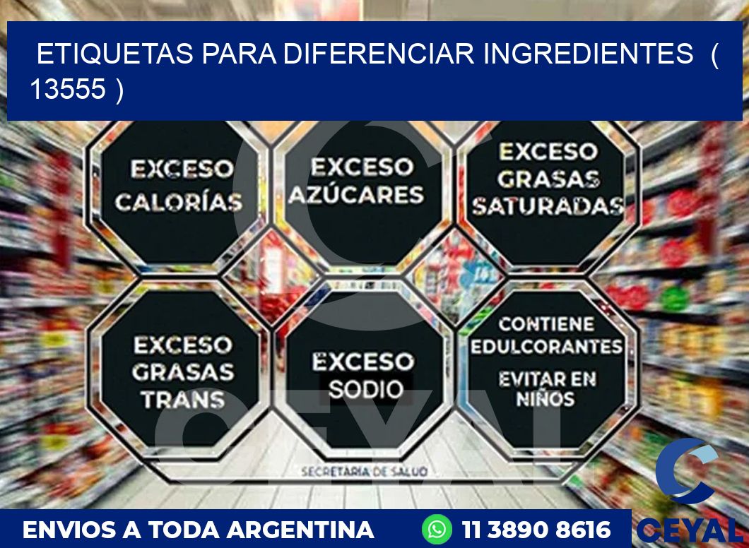 ETIQUETAS PARA DIFERENCIAR INGREDIENTES  ( 13555 )