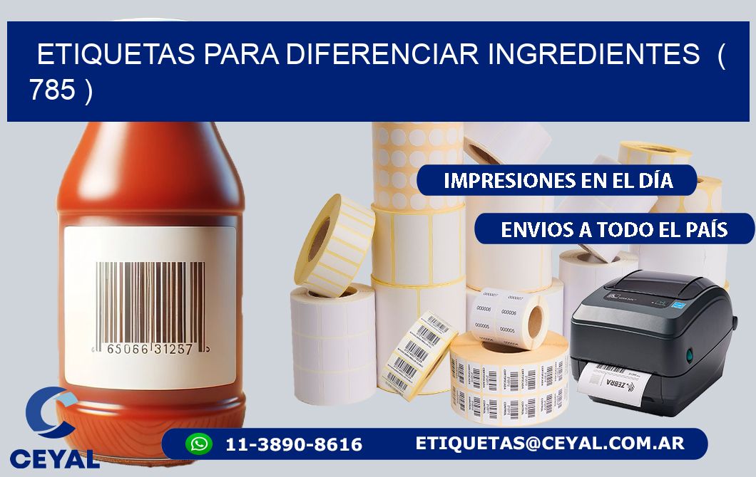 ETIQUETAS PARA DIFERENCIAR INGREDIENTES  ( 785 )