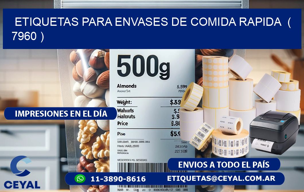 ETIQUETAS PARA ENVASES DE COMIDA RAPIDA  ( 7960 )