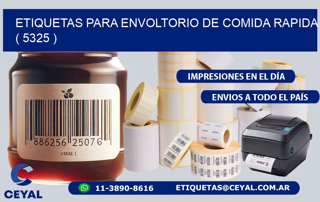 ETIQUETAS PARA ENVOLTORIO DE COMIDA RAPIDA  ( 5325 )