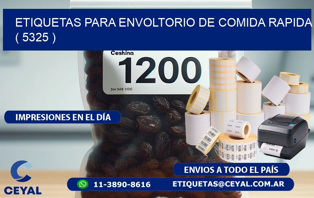 ETIQUETAS PARA ENVOLTORIO DE COMIDA RAPIDA  ( 5325 )