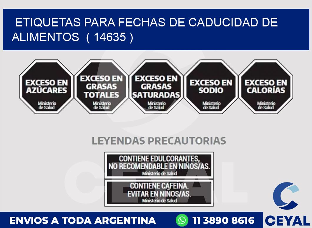 ETIQUETAS PARA FECHAS DE CADUCIDAD DE ALIMENTOS  ( 14635 )