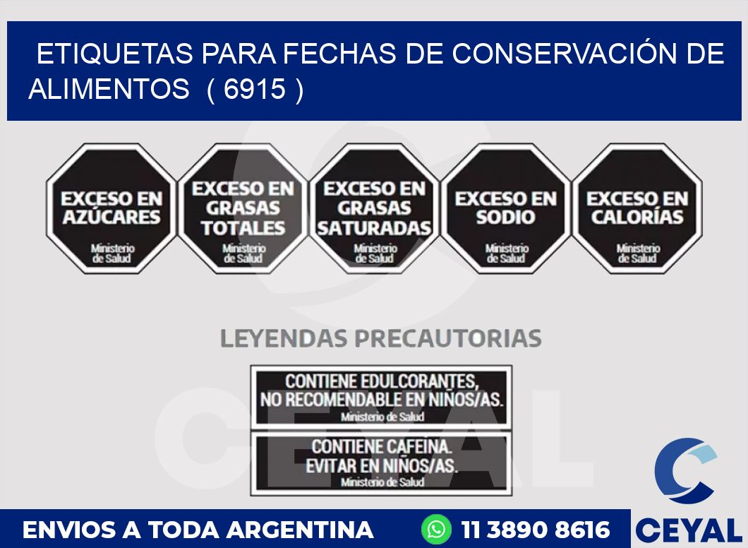 ETIQUETAS PARA FECHAS DE CONSERVACIÓN DE ALIMENTOS  ( 6915 )