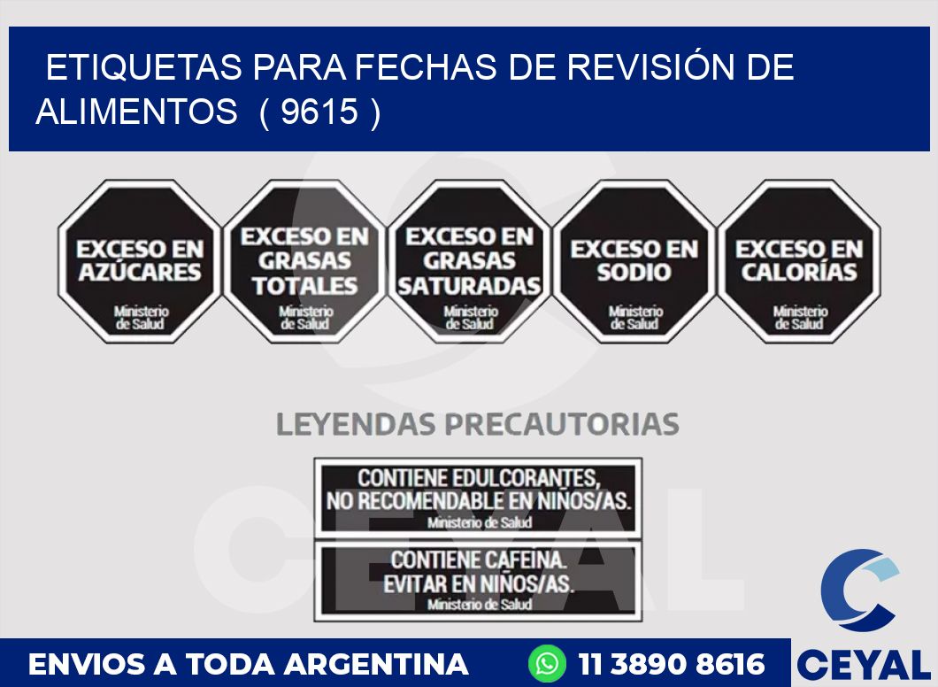 ETIQUETAS PARA FECHAS DE REVISIÓN DE ALIMENTOS  ( 9615 )