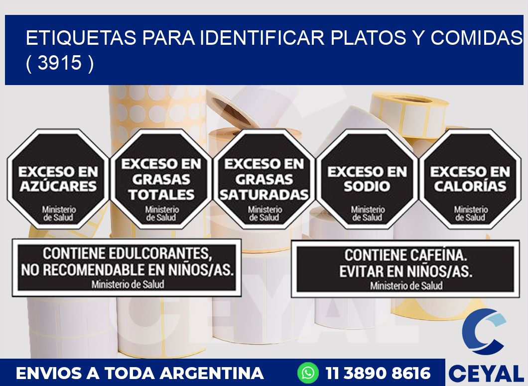 ETIQUETAS PARA IDENTIFICAR PLATOS Y COMIDAS  ( 3915 )