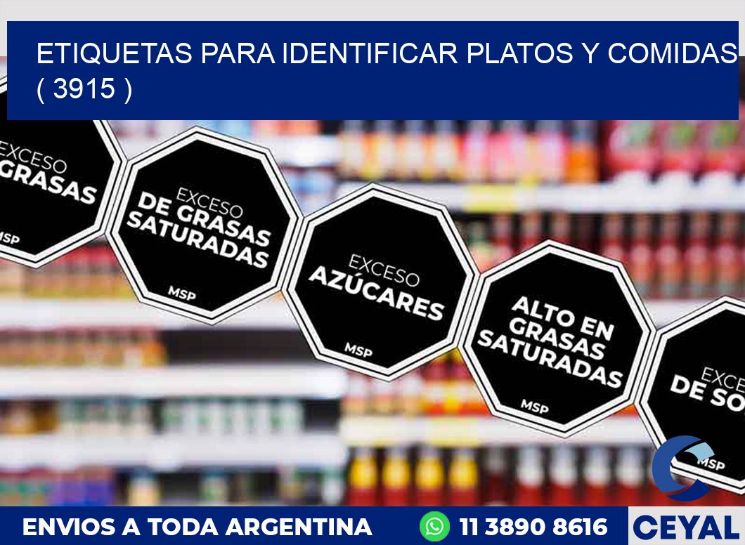 ETIQUETAS PARA IDENTIFICAR PLATOS Y COMIDAS  ( 3915 )