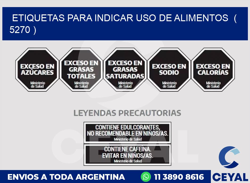 ETIQUETAS PARA INDICAR USO DE ALIMENTOS  ( 5270 )