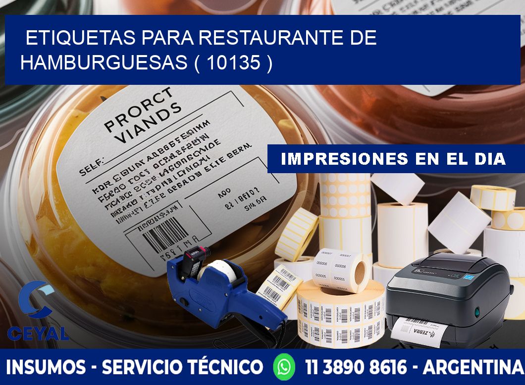 ETIQUETAS PARA RESTAURANTE DE HAMBURGUESAS ( 10135 )