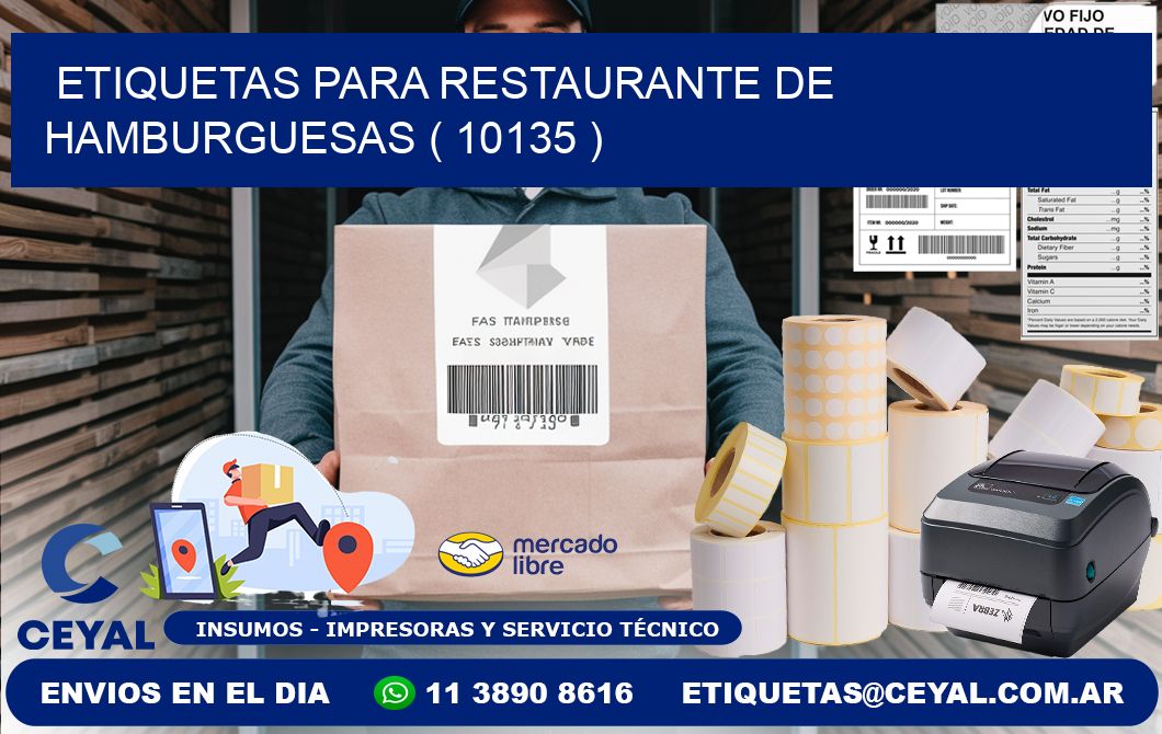 ETIQUETAS PARA RESTAURANTE DE HAMBURGUESAS ( 10135 )