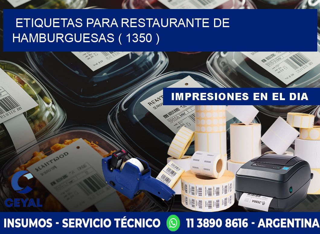 ETIQUETAS PARA RESTAURANTE DE HAMBURGUESAS ( 1350 )