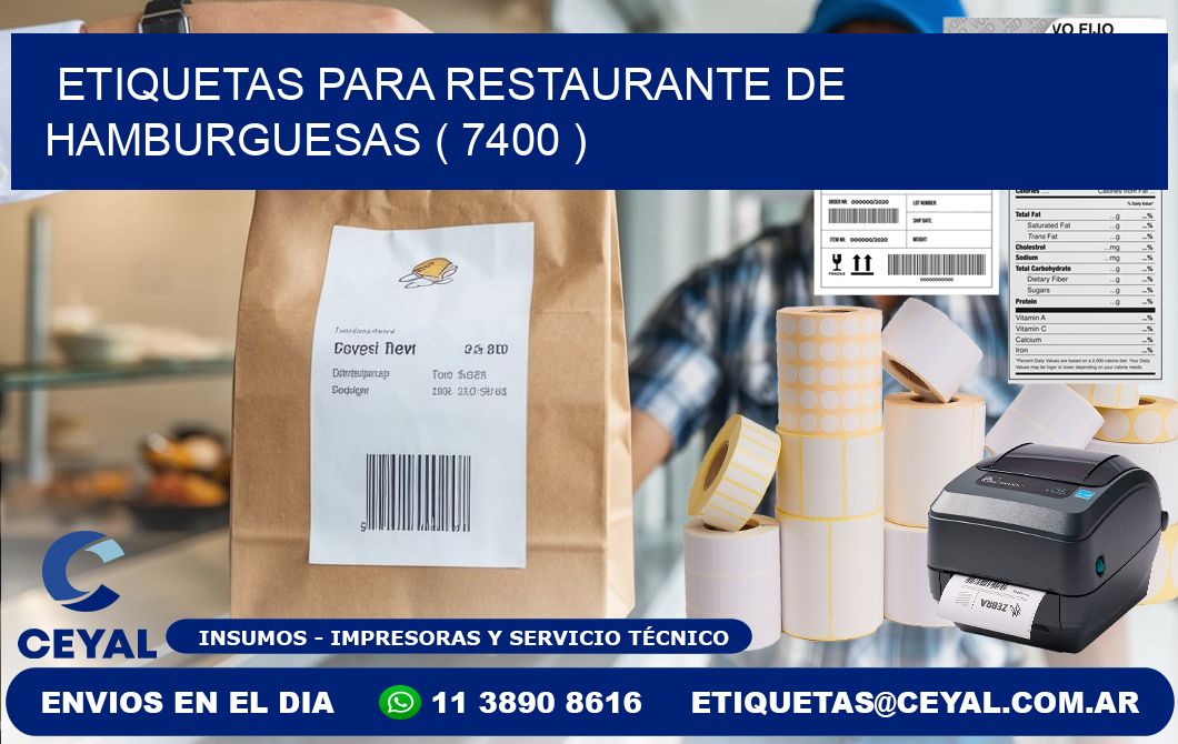 ETIQUETAS PARA RESTAURANTE DE HAMBURGUESAS ( 7400 )