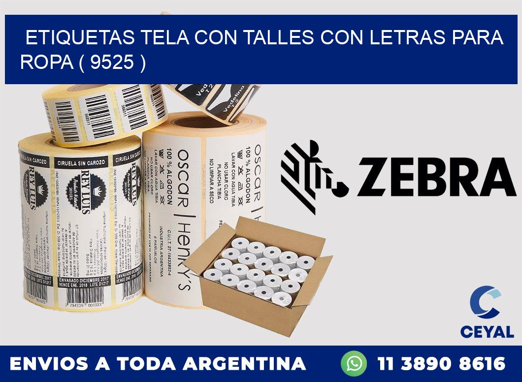 ETIQUETAS TELA CON TALLES CON LETRAS PARA ROPA ( 9525 )