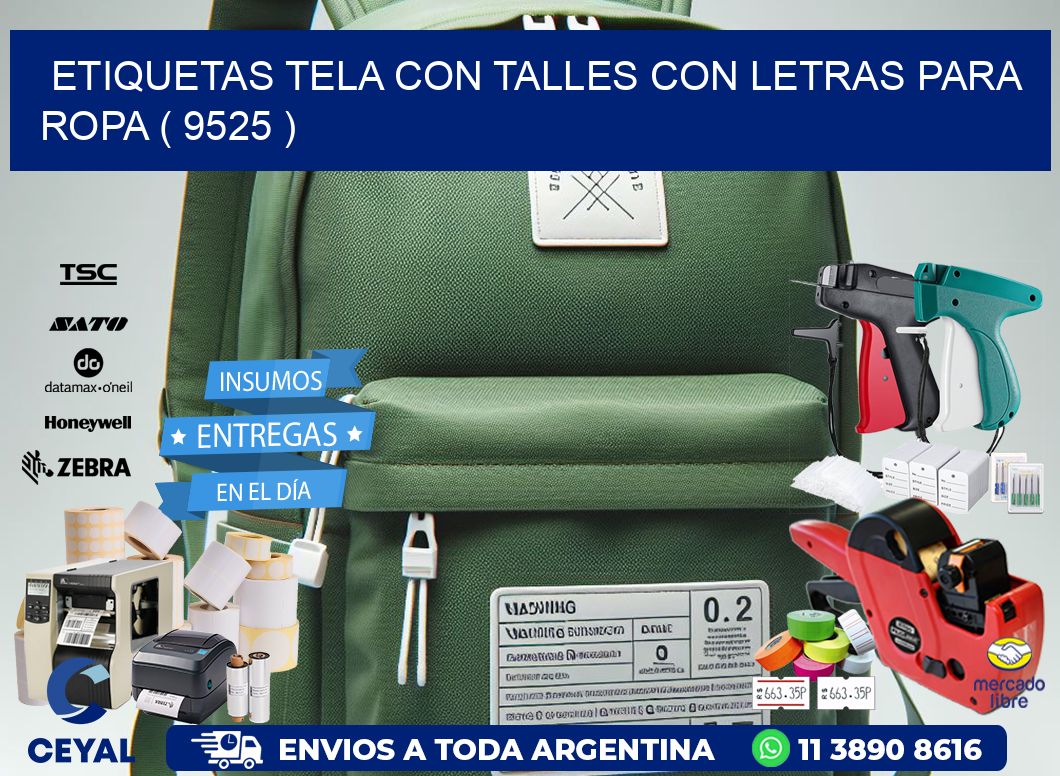 ETIQUETAS TELA CON TALLES CON LETRAS PARA ROPA ( 9525 )