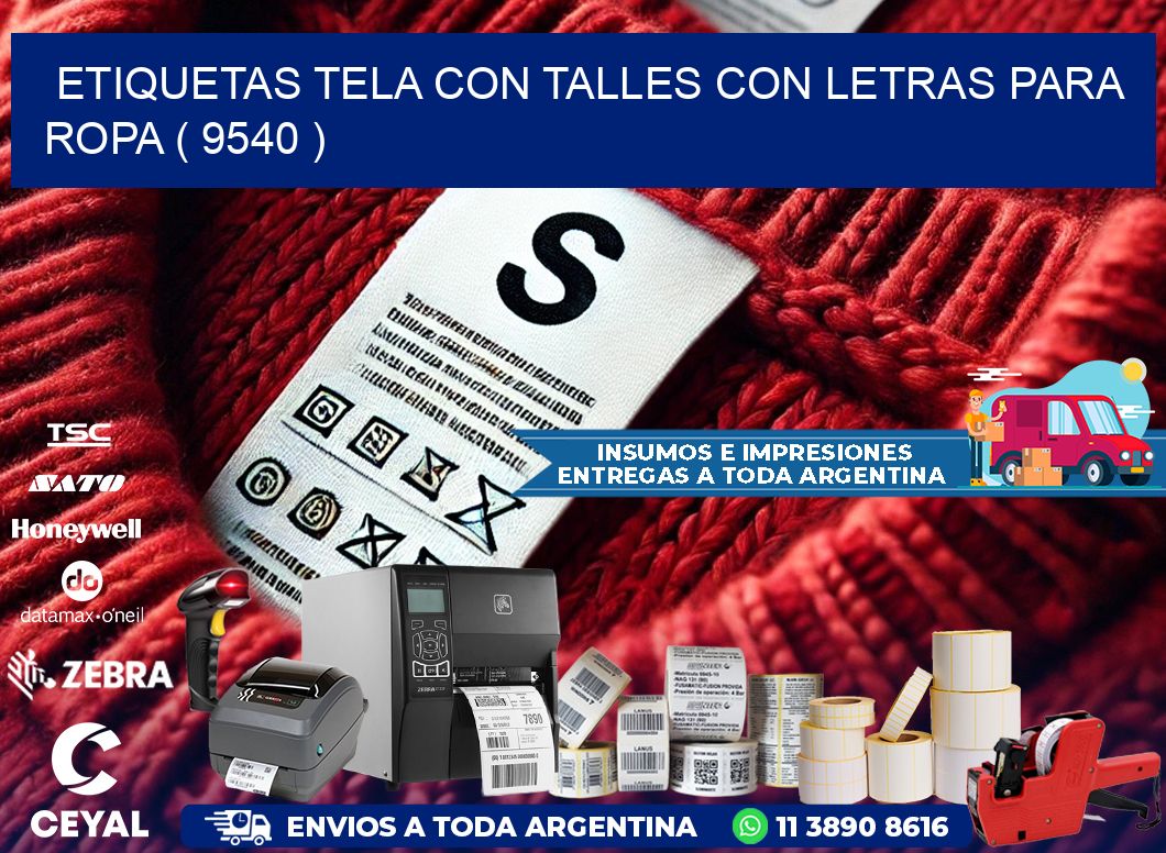 ETIQUETAS TELA CON TALLES CON LETRAS PARA ROPA ( 9540 )