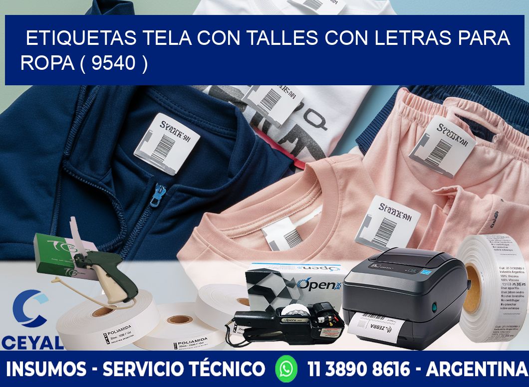 ETIQUETAS TELA CON TALLES CON LETRAS PARA ROPA ( 9540 )