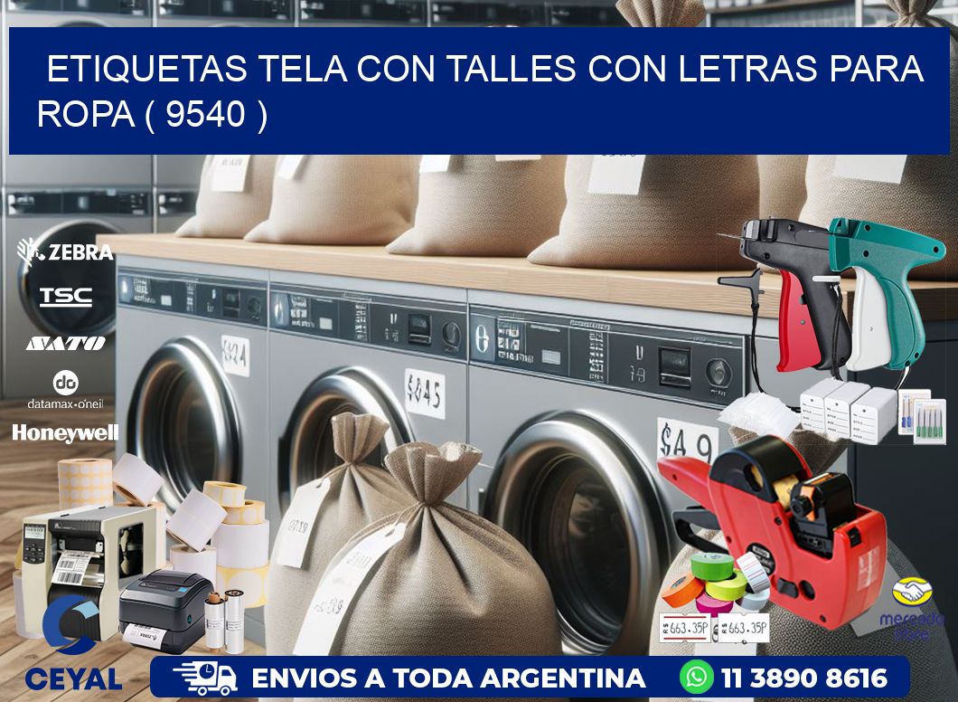ETIQUETAS TELA CON TALLES CON LETRAS PARA ROPA ( 9540 )