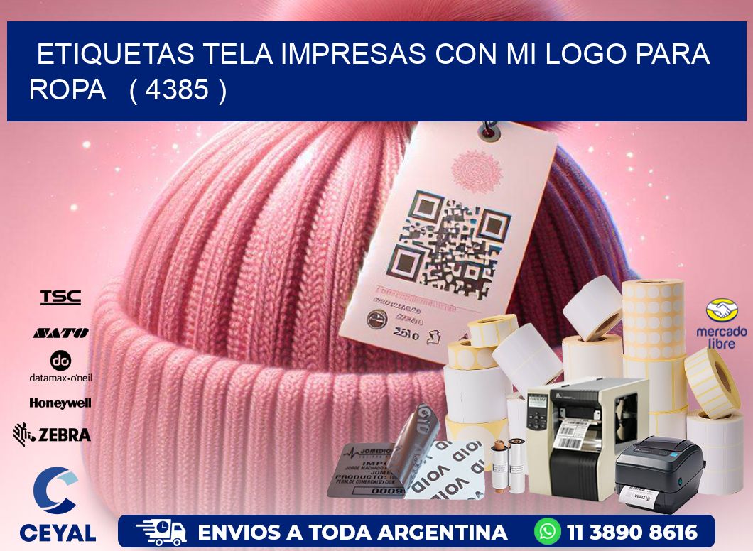 ETIQUETAS TELA IMPRESAS CON MI LOGO PARA ROPA   ( 4385 )
