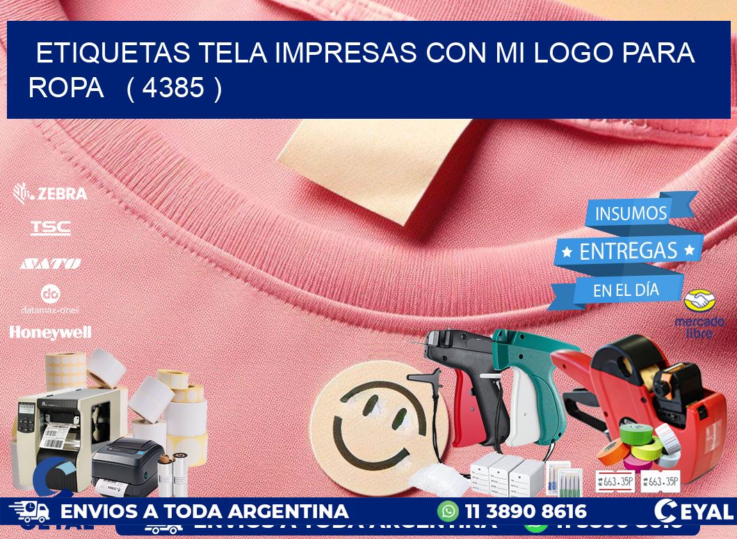 ETIQUETAS TELA IMPRESAS CON MI LOGO PARA ROPA   ( 4385 )