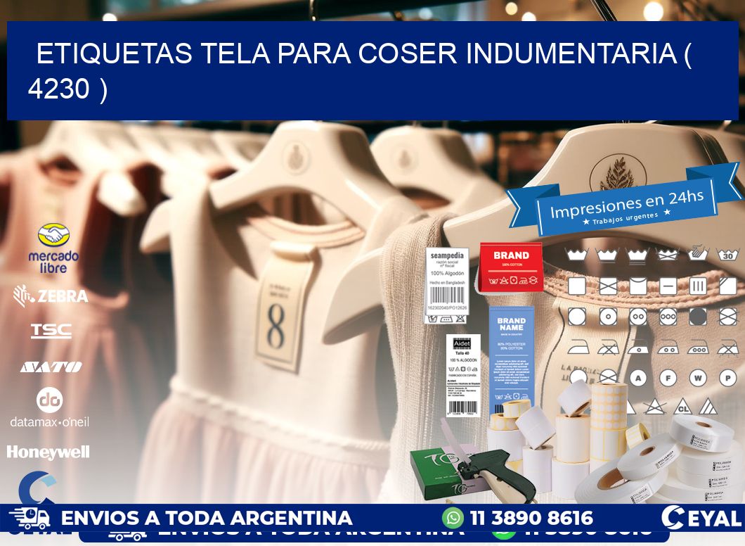 ETIQUETAS TELA PARA COSER INDUMENTARIA ( 4230 )