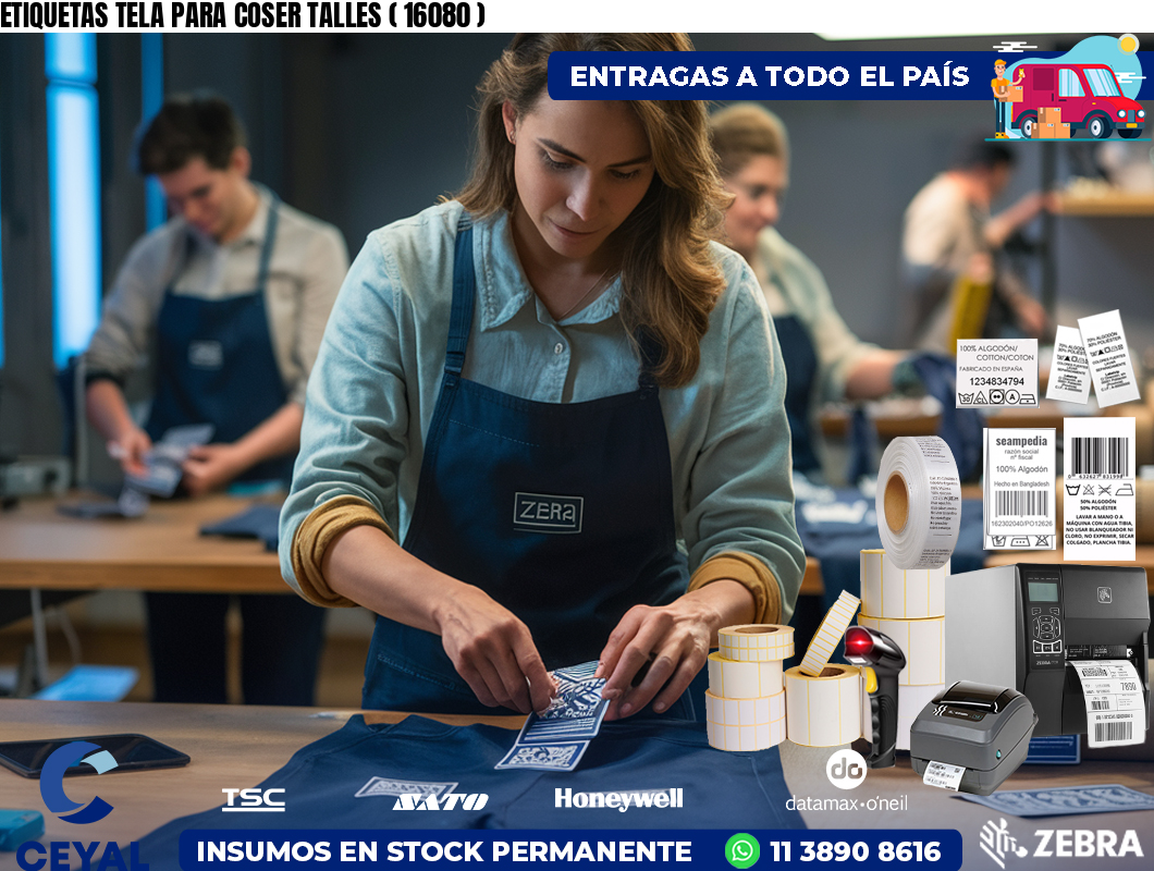 ETIQUETAS TELA PARA COSER TALLES ( 16080 )