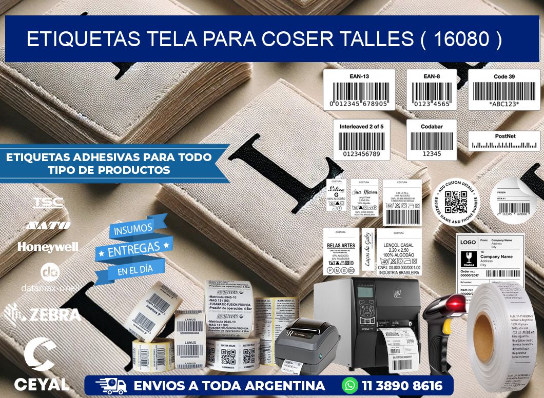 ETIQUETAS TELA PARA COSER TALLES ( 16080 )