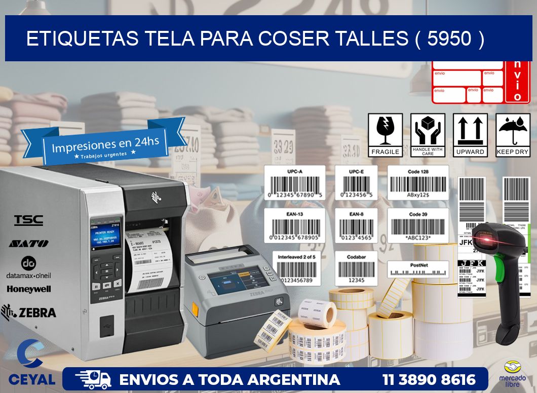 ETIQUETAS TELA PARA COSER TALLES ( 5950 )