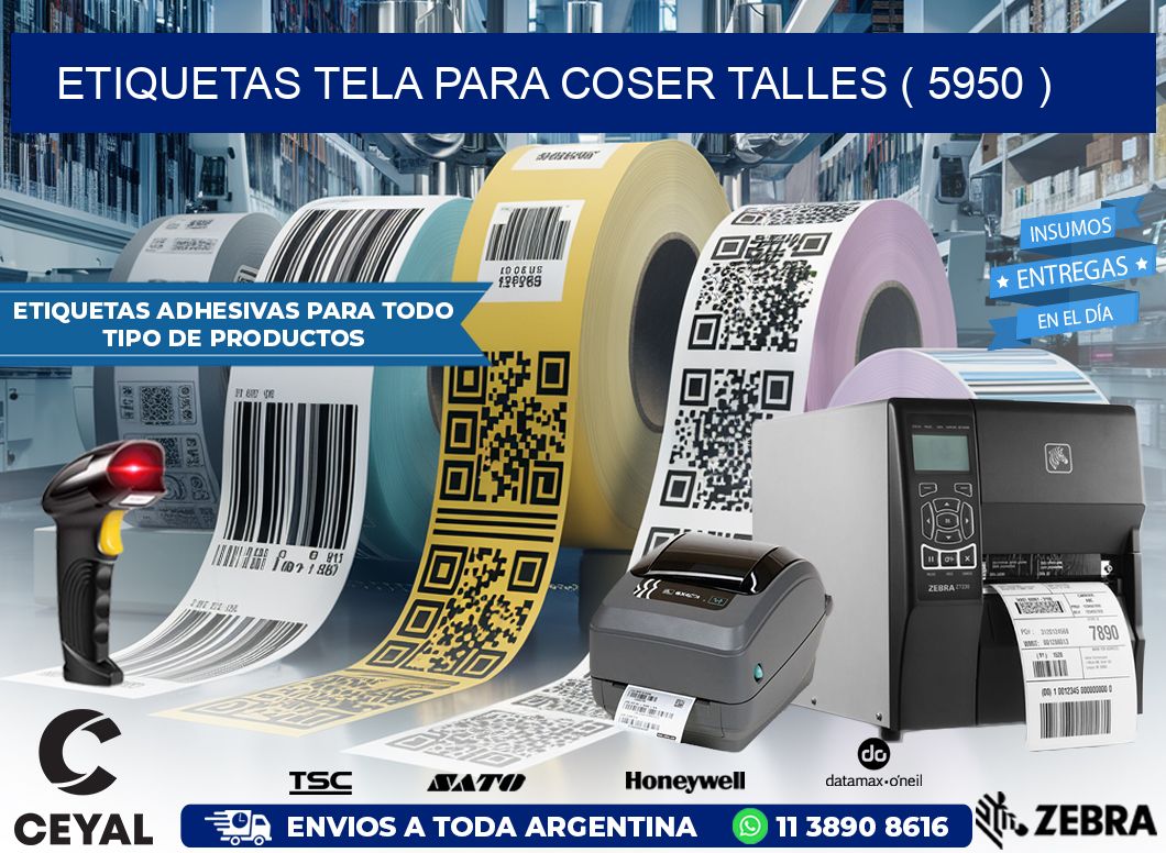 ETIQUETAS TELA PARA COSER TALLES ( 5950 )