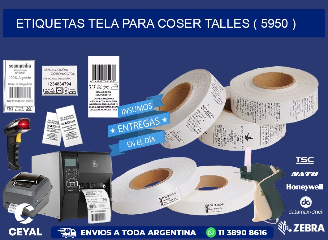 ETIQUETAS TELA PARA COSER TALLES ( 5950 )