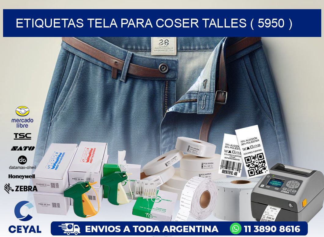 ETIQUETAS TELA PARA COSER TALLES ( 5950 )