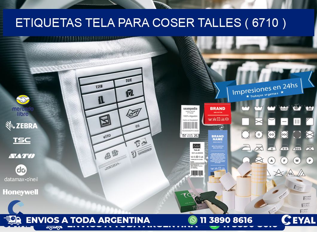 ETIQUETAS TELA PARA COSER TALLES ( 6710 )
