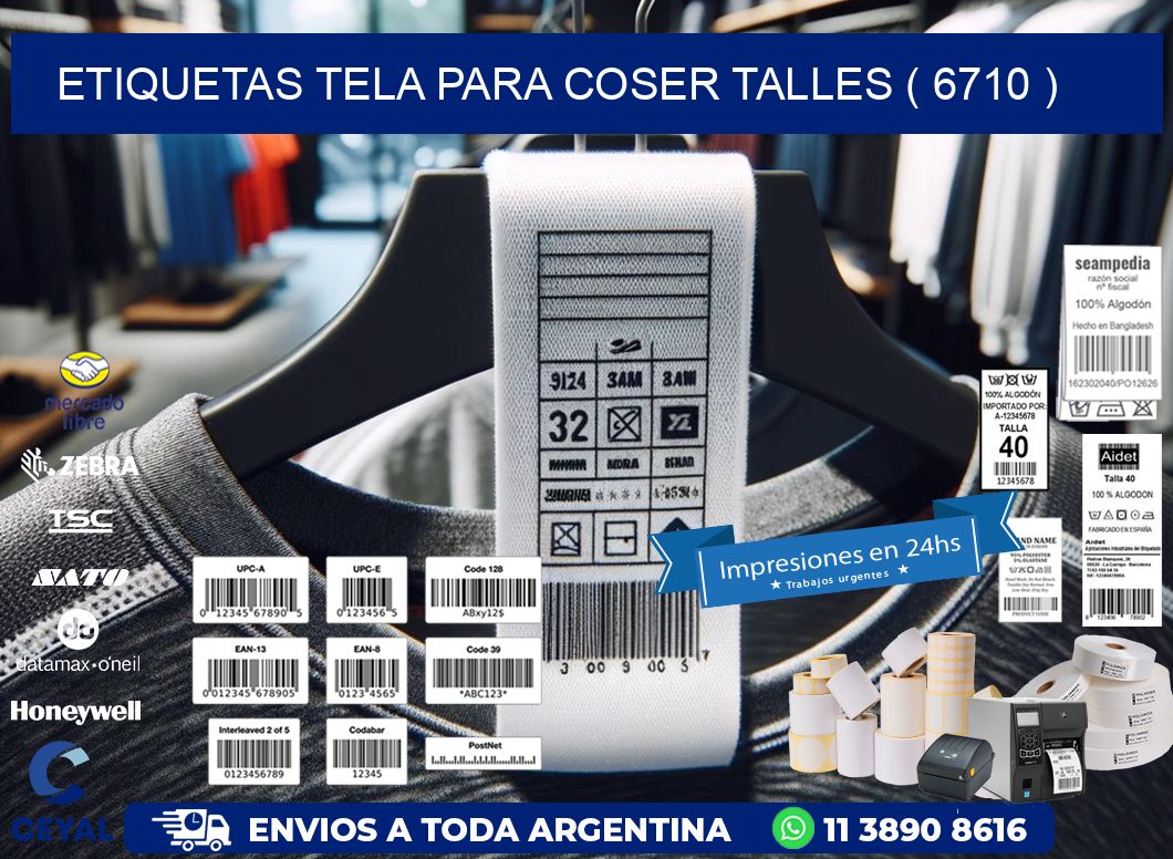 ETIQUETAS TELA PARA COSER TALLES ( 6710 )